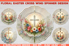 Bundle of Wind Spinner Sublimation Design with Flower Cross Product Image 6