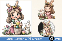 Floral Easter Girl Dream Clipart Product Image 1