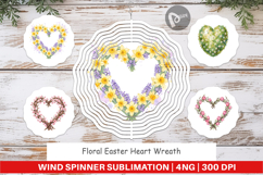 Floral Easter Heart Wreath Wind Spinner Product Image 1