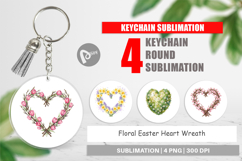 Floral Easter Heart Wreath Keychain Product Image 1