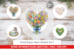 Floral Easter Heart Wreath Wind Spinner Product Image 1