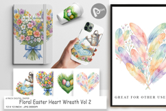 Floral Easter Heart Wreath Digital Paper Product Image 1