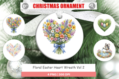 Floral Easter Heart Wreath Ornament Product Image 1