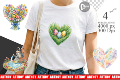 Floral Easter Heart Wreath Sublimation Product Image 1