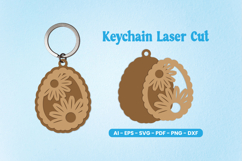 Floral Easter Keychain Laser Cut SVG Product Image 1