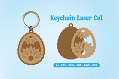 Floral Easter Keychain Laser Cut SVG Product Image 1