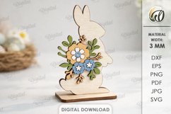 3D Floral Easter Stand Decor Laser Cut. Easter Bunny SVG Product Image 1