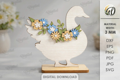 3D Floral Easter Stand Decor Laser Cut. Duck SVG Product Image 1