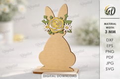 3D Floral Easter Stand Decor Laser Cut. Easter Bunny SVG Product Image 1