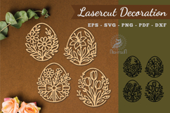 Floral Egg Lasercut Decoration SVG Product Image 1