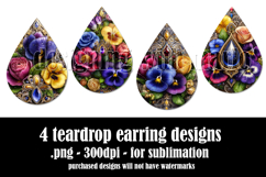 Floral Teardrop Earring, Pretty Flowers Earring Designs, s4 Product Image 2