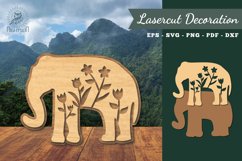 Floral Elephant Laser Cut Decoration Product Image 1