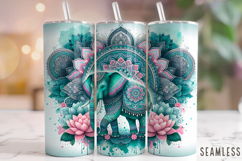 Mandala Elephant Tumbler Wrap, Floral Elephant Tumbler Wrap Product Image 1