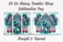 Mandala Elephant Tumbler Wrap, Floral Elephant Tumbler Wrap Product Image 2