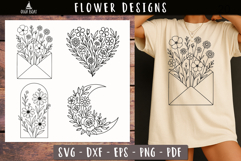 Floral Envelope Moon Heart SVG Vintage print