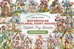 Watercolor Floral Fairy House Clipart Bundle Product Image 1
