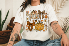 Floral Fall Pumpkin Coquette png, Boho Fall Bow png Product Image 4