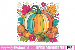 Floral Fall Pumpkin Png Product Image 1
