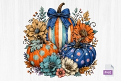 Floral Fall Pumpkin Png, Preppy Pumpkin Coquette Png Product Image 1