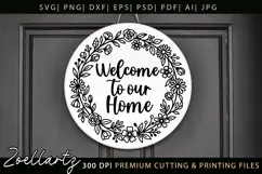 Farmhouse Round Sign SVG Leaves Branches Home Sign SVG PNG Product Image 4