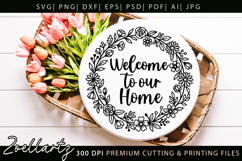 Farmhouse Round Sign SVG Leaves Branches Home Sign SVG PNG Product Image 1