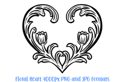 Floral Fauna Heart Wreath Flower Graphic Clipart PNG Product Image 1