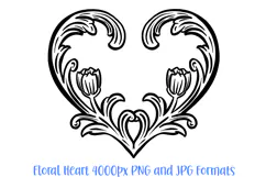 Floral Fauna Heart Wreath Flower Graphic Clipart PNG Product Image 1