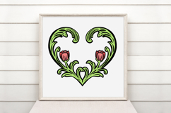 Floral Fauna Heart Wreath Flower Graphic Clipart PNG Product Image 3
