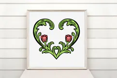 Floral Fauna Heart Wreath Flower Graphic Clipart PNG Product Image 3