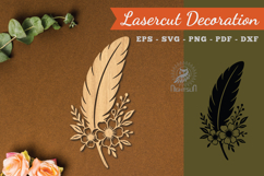 Floral Feather Lasercut Decoration SVG Product Image 1