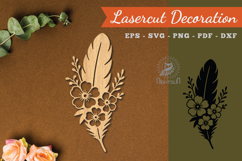 Floral Feather Lasercut Decoration SVG Product Image 1