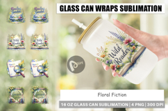 Floral Reading Quotes Glass Can Product Image 1