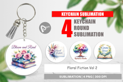 Floral Reading Quotes Keychain Product Image 1