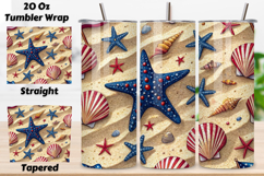 3D party design, seamless sand wrap, firework celebration theme, 3D beach independence, coastal patriotic, 20oz skinny tumbler, tapered straight design, 3D wave effect, seamless patriotic coast, 3D celebration sand