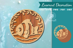 Floral Fish Round Lasercut Wall Decor SVG Product Image 1