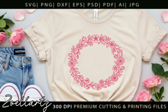 Floral Monogram SVG Cut File Flower Wreath Round Home Sign Product Image 4