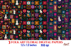 Folk art floral digital paper Patches seamless pattern Product Image 1