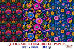 Folk art floral digital paper Summer flower seamless pattern Product Image 1