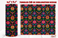 Folk art flowers tumbler design 20 Oz Floral tumbler wrap Product Image 1