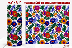 Folk art flowers tumbler Embroidery Floral tumbler wrap PNG Product Image 1