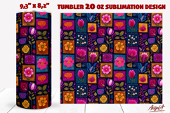 Folk art flowers tumbler design 20 Oz Floral tumbler wrap Product Image 1
