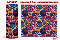 Folk art flowers tumbler Colorful Floral tumbler wrap PNG Product Image 1