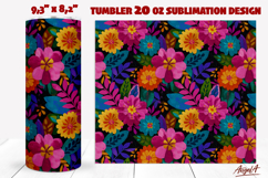 Folk art pink flowers tumbler Embroidery Floral tumbler wrap Product Image 1