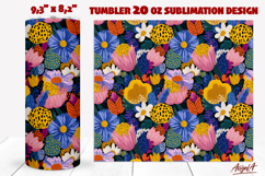 Folk art summer flowers tumbler Colorful Floral tumbler wrap Product Image 1