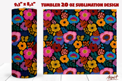 Folk art summer flowers tumbler Colorful Floral tumbler wrap Product Image 1