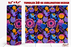Folk art purple flowers tumbler Hand drawn Floral tumbler Product Image 1