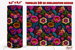 Folk art flowers tumbler Colorful Floral embroidery design Product Image 1