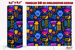 Folk art flowers tumbler Colorful Floral ethnic pattern PNG Product Image 1