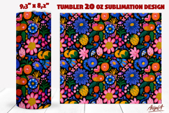 Folk art flowers tumbler Colorful Floral ethnic pattern PNG Product Image 1