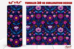 Folk art flowers tumbler Purple Floral ethnic pattern PNG Product Image 1